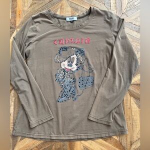 Moschino Disney Minnie Mouse Rhinestone Long Sleeve TShirt